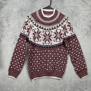 Vintage Y2K Holiday Fair Isle Nordic Knit Sweater Small‎ Cozy Wintercore Lounge